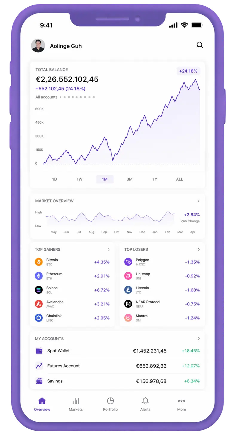 Decursanza mobile app showing portfolio overview